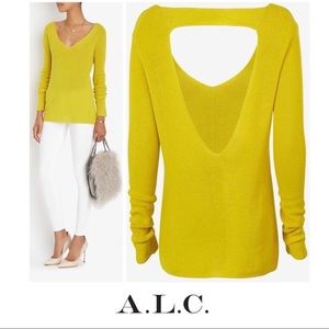 A.L.C. Cotton Open Back V Neck Sweate…
